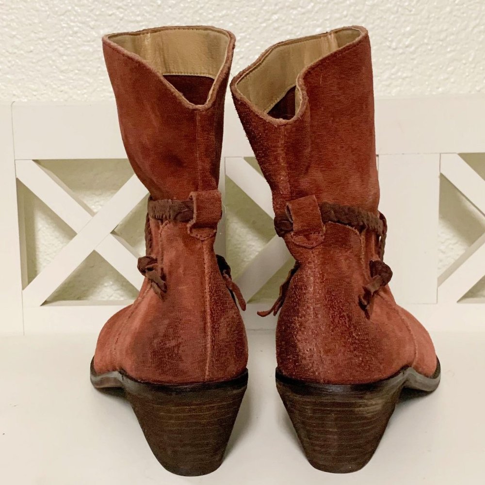Anthropologie Latigo Dosha Suede Booties in Rust Size 7.5 - Picture 8 of 10
